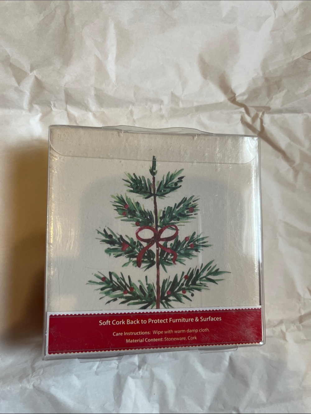 Holiday Stoneware Coasters – Green/Red set of 4